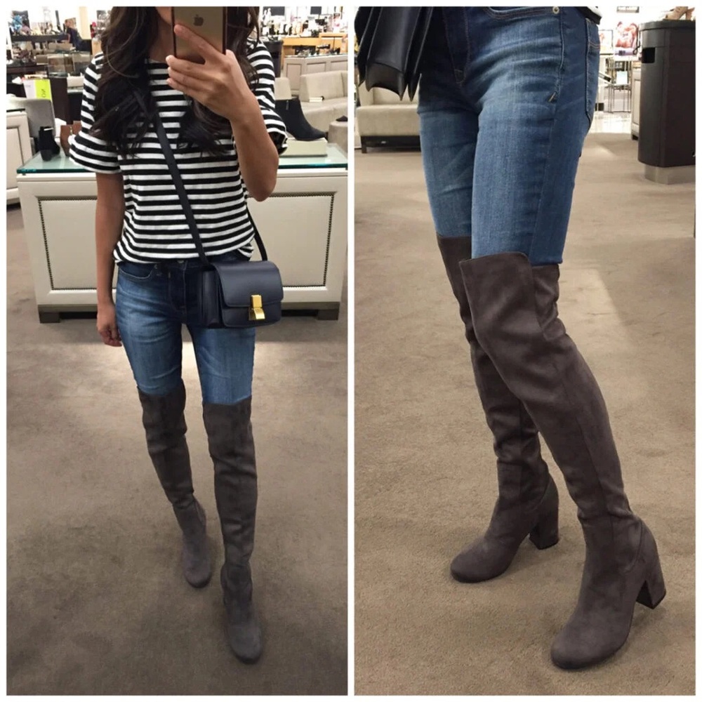 Treasure & Bond Faux Suede Block Heel Over the Knee Boots